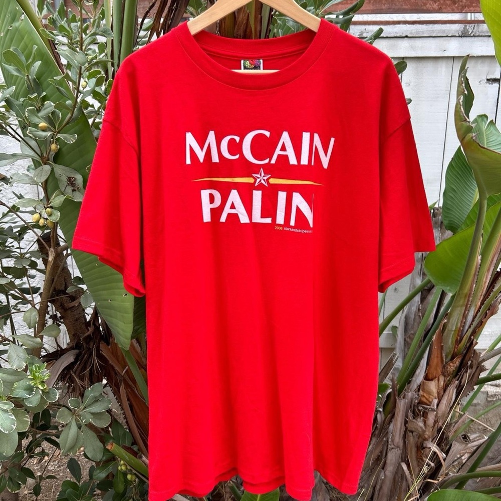 Vintage 2008 McCain Palin Campaign T Shirt Red Fruit of the Loom XL